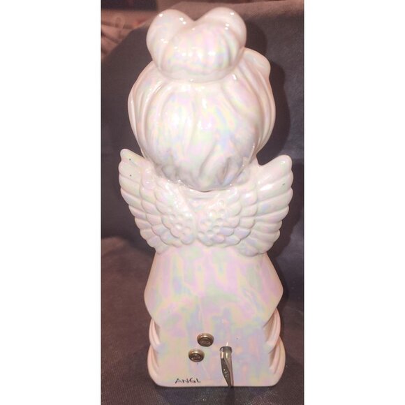 Ceramic Iridescent Angel Figurine With Music Box Vintage - Picture 4 of 9